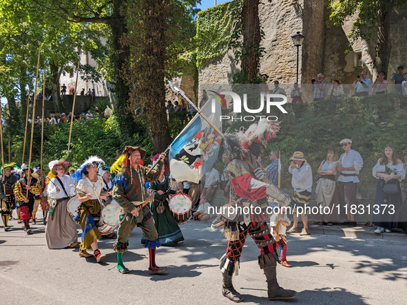 In Neuburg an der Donau, Germany, on July 9, 2023, the city hosts a grand historical parade as part of its annual castle festival. Around 2,...