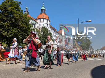 In Neuburg an der Donau, Germany, on July 9, 2023, the city hosts a grand historical parade as part of its annual castle festival. Around 2,...