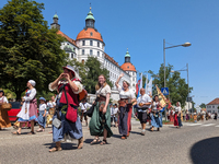 In Neuburg an der Donau, Germany, on July 9, 2023, the city hosts a grand historical parade as part of its annual castle festival. Around 2,...