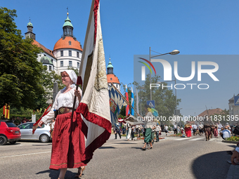 In Neuburg an der Donau, Germany, on July 9, 2023, the city hosts a grand historical parade as part of its annual castle festival. Around 2,...