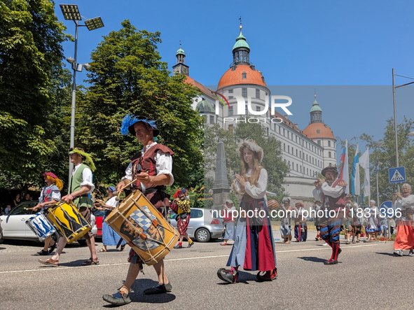 In Neuburg an der Donau, Germany, on July 9, 2023, the city hosts a grand historical parade as part of its annual castle festival. Around 2,...