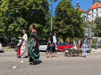 In Neuburg an der Donau, Germany, on July 9, 2023, the city hosts a grand historical parade as part of its annual castle festival. Around 2,...