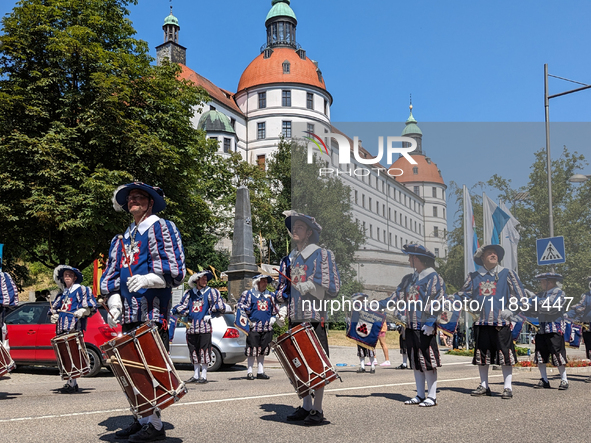 In Neuburg an der Donau, Germany, on July 9, 2023, the city hosts a grand historical parade as part of its annual castle festival. Around 2,...