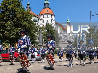 In Neuburg an der Donau, Germany, on July 9, 2023, the city hosts a grand historical parade as part of its annual castle festival. Around 2,...