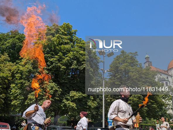 In Neuburg an der Donau, Germany, on July 9, 2023, the city hosts a grand historical parade as part of its annual castle festival. Around 2,...