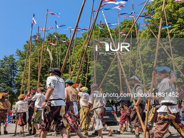 In Neuburg an der Donau, Germany, on July 9, 2023, the city hosts a grand historical parade as part of its annual castle festival. Around 2,...