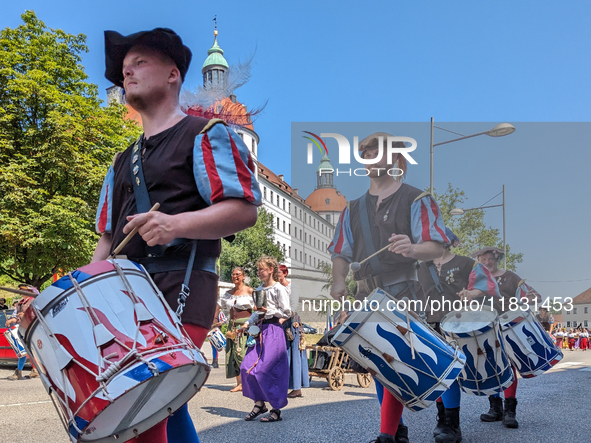 In Neuburg an der Donau, Germany, on July 9, 2023, the city hosts a grand historical parade as part of its annual castle festival. Around 2,...