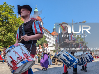 In Neuburg an der Donau, Germany, on July 9, 2023, the city hosts a grand historical parade as part of its annual castle festival. Around 2,...