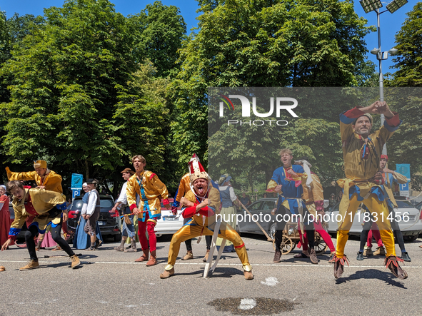 In Neuburg an der Donau, Germany, on July 9, 2023, the city hosts a grand historical parade as part of its annual castle festival. Around 2,...