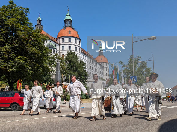 In Neuburg an der Donau, Germany, on July 9, 2023, the city hosts a grand historical parade as part of its annual castle festival. Around 2,...