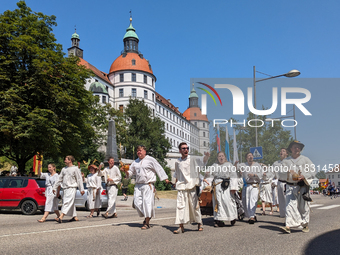 In Neuburg an der Donau, Germany, on July 9, 2023, the city hosts a grand historical parade as part of its annual castle festival. Around 2,...