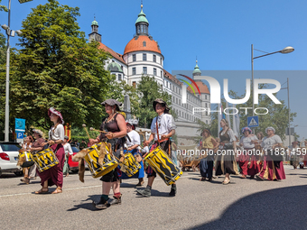 In Neuburg an der Donau, Germany, on July 9, 2023, the city hosts a grand historical parade as part of its annual castle festival. Around 2,...