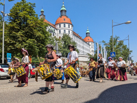 In Neuburg an der Donau, Germany, on July 9, 2023, the city hosts a grand historical parade as part of its annual castle festival. Around 2,...