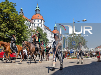 In Neuburg an der Donau, Germany, on July 9, 2023, the city hosts a grand historical parade as part of its annual castle festival. Around 2,...