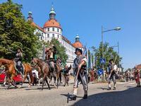 In Neuburg an der Donau, Germany, on July 9, 2023, the city hosts a grand historical parade as part of its annual castle festival. Around 2,...