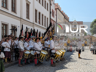 In Neuburg an der Donau, Germany, on July 9, 2023, the city hosts a grand historical parade as part of its annual castle festival. Around 2,...