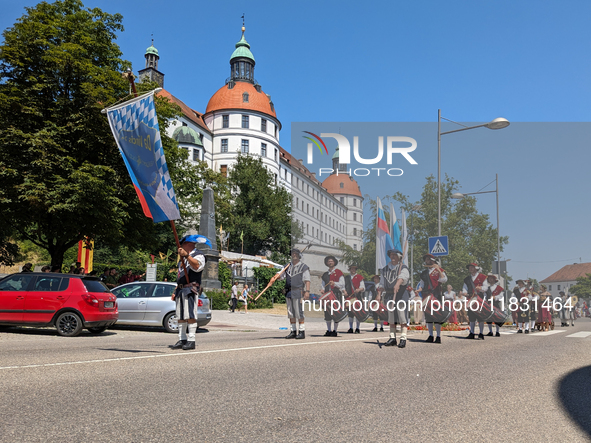 In Neuburg an der Donau, Germany, on July 9, 2023, the city hosts a grand historical parade as part of its annual castle festival. Around 2,...