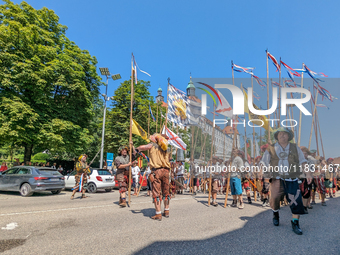 In Neuburg an der Donau, Germany, on July 9, 2023, the city hosts a grand historical parade as part of its annual castle festival. Around 2,...