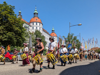 In Neuburg an der Donau, Germany, on July 9, 2023, the city hosts a grand historical parade as part of its annual castle festival. Around 2,...