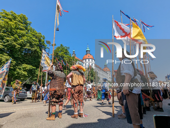 In Neuburg an der Donau, Germany, on July 9, 2023, the city hosts a grand historical parade as part of its annual castle festival. Around 2,...