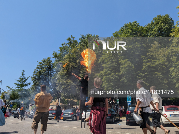 In Neuburg an der Donau, Germany, on July 9, 2023, the city hosts a grand historical parade as part of its annual castle festival. Around 2,...