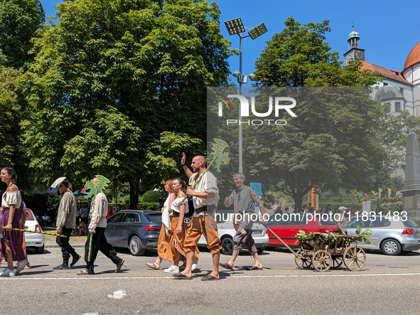 In Neuburg an der Donau, Germany, on July 9, 2023, the city hosts a grand historical parade as part of its annual castle festival. Around 2,...