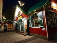 A general view shows the closed Bochum Christmas market in Bochum, Germany, on December 3, 2024, as several large anti-terror vehicle barrie...