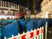 The barriers are seen as closed at the Bochum Christmas market in Bochum, Germany, on December 3, 2024, as several large anti-terror vehicle...