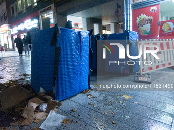 The barriers are seen as closed at the Bochum Christmas market in Bochum, Germany, on December 3, 2024, as several large anti-terror vehicle...