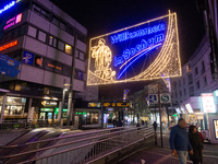 A general view shows the closed Bochum Christmas market in Bochum, Germany, on December 3, 2024, as several large anti-terror vehicle barrie...