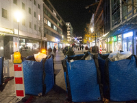 The barriers are seen as closed at the Bochum Christmas market in Bochum, Germany, on December 3, 2024, as several large anti-terror vehicle...