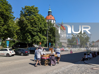 In Neuburg an der Donau, Germany, on July 9, 2023, the city hosts a grand historical parade as part of its annual castle festival. Around 2,...