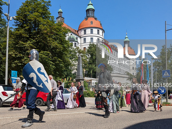 In Neuburg an der Donau, Germany, on July 9, 2023, the city hosts a grand historical parade as part of its annual castle festival. Around 2,...