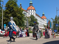 In Neuburg an der Donau, Germany, on July 9, 2023, the city hosts a grand historical parade as part of its annual castle festival. Around 2,...