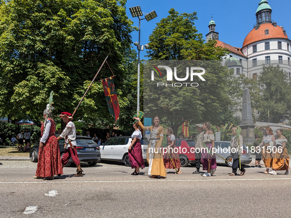 In Neuburg an der Donau, Germany, on July 9, 2023, the city hosts a grand historical parade as part of its annual castle festival. Around 2,...