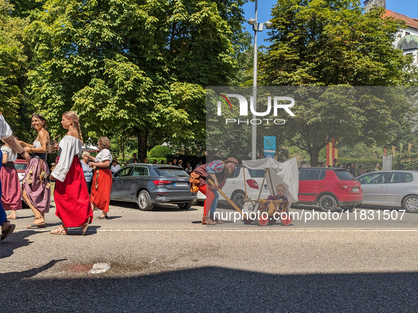 In Neuburg an der Donau, Germany, on July 9, 2023, the city hosts a grand historical parade as part of its annual castle festival. Around 2,...