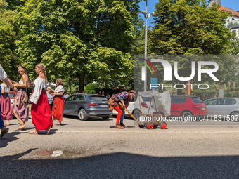 In Neuburg an der Donau, Germany, on July 9, 2023, the city hosts a grand historical parade as part of its annual castle festival. Around 2,...