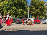 In Neuburg an der Donau, Germany, on July 9, 2023, the city hosts a grand historical parade as part of its annual castle festival. Around 2,...