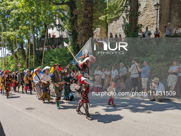 In Neuburg an der Donau, Germany, on July 9, 2023, the city hosts a grand historical parade as part of its annual castle festival. Around 2,...