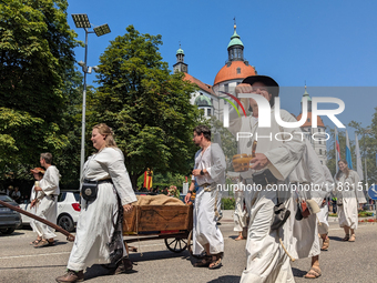 In Neuburg an der Donau, Germany, on July 9, 2023, the city hosts a grand historical parade as part of its annual castle festival. Around 2,...