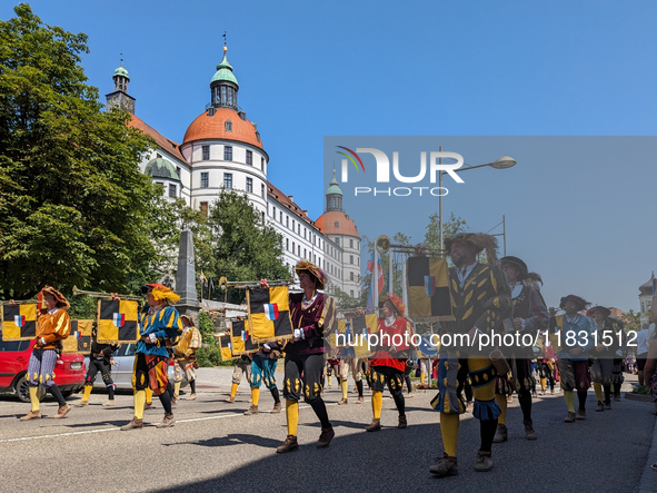 In Neuburg an der Donau, Germany, on July 9, 2023, the city hosts a grand historical parade as part of its annual castle festival. Around 2,...