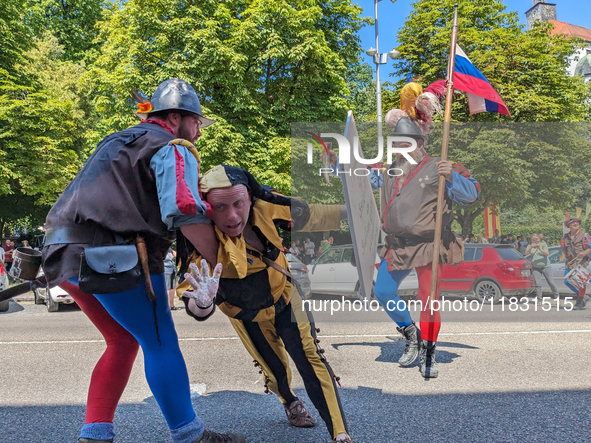 In Neuburg an der Donau, Germany, on July 9, 2023, the city hosts a grand historical parade as part of its annual castle festival. Around 2,...