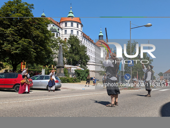 In Neuburg an der Donau, Germany, on July 9, 2023, the city hosts a grand historical parade as part of its annual castle festival. Around 2,...