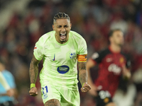 Raphinha right winger of Barcelona and Brazil celebrates after scoring his sides first  goal during the La Liga match between RCD Mallorca a...