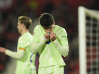 Pau Victor centre-forward of Barcelona and Spain celebrates after scoring his sides first goal during the La Liga match between RCD Mallorca...