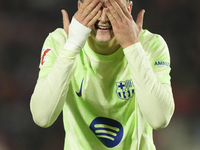 Pau Victor centre-forward of Barcelona and Spain celebrates after scoring his sides first goal during the La Liga match between RCD Mallorca...