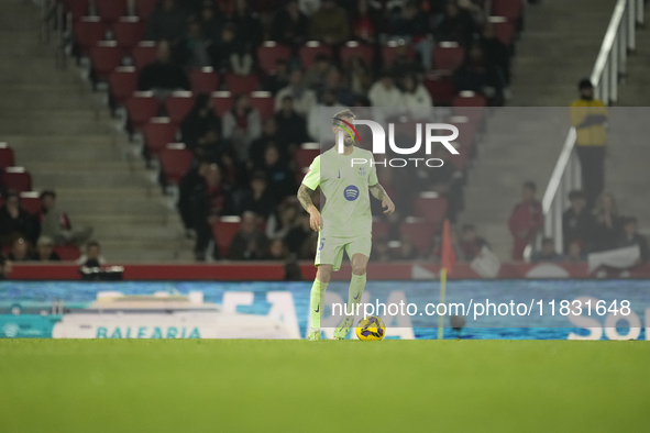 during the La Liga match between RCD Mallorca and FC Barcelona at Estadi de Son Moix on December 3, 2024 in Mallorca, Spain.  