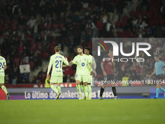 during the La Liga match between RCD Mallorca and FC Barcelona at Estadi de Son Moix on December 3, 2024 in Mallorca, Spain.  (