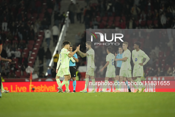 during the La Liga match between RCD Mallorca and FC Barcelona at Estadi de Son Moix on December 3, 2024 in Mallorca, Spain.  