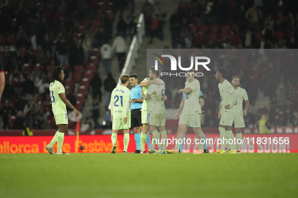 during the La Liga match between RCD Mallorca and FC Barcelona at Estadi de Son Moix on December 3, 2024 in Mallorca, Spain.  